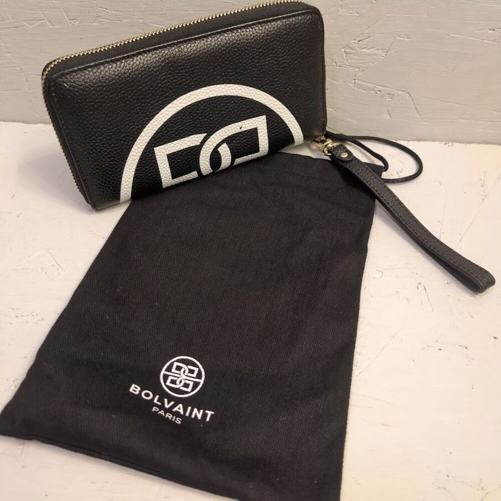 BOLVAINT PARIS THE FREYA BLACK & WHITE MOTIF ZIPAROUND WALLET